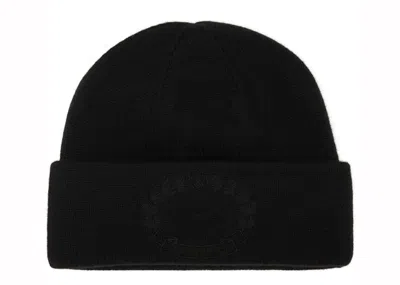 Pre-owned Burberry Men's  Logo Crest Embroidery Knitted Cashmere Beanie In Black