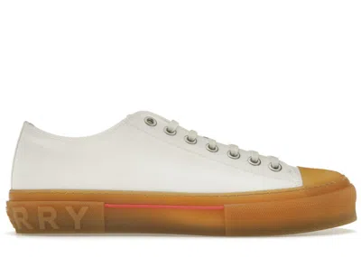 Pre-owned Burberry Men's  Logo Detail Cotton Trainer Sneakers In White