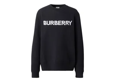 Pre-owned Burberry Men's  Logo Intarsia Wool Cotton Sweater In Coal Blue