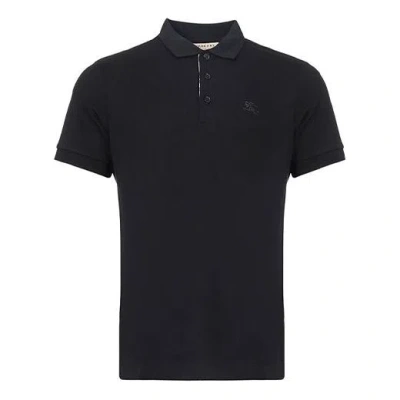 Burberry Men's  Logo Lapel Short Sleeve Polo Shirt Black