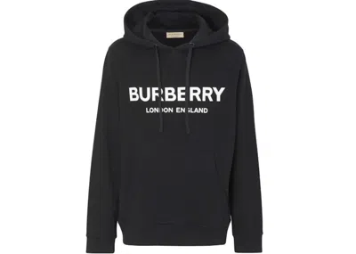 Pre-owned Burberry Men's  Logo Lexstone Hoodie In Black