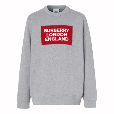 Pre-owned Burberry Men's  Logo Patch Cotton Sweatshirt In Grey