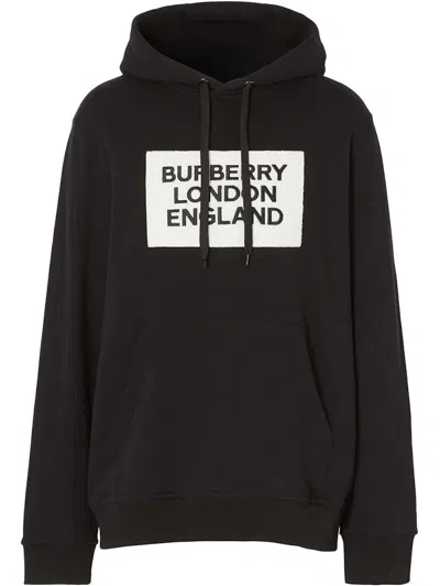 Pre-owned Burberry Men's  Logo Patch Hoodie In Black