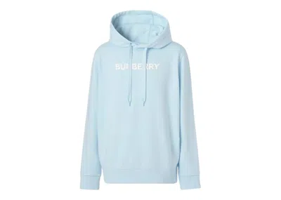 Pre-owned Burberry Men's  Logo Print Cotton Hoodie In Pale Blue