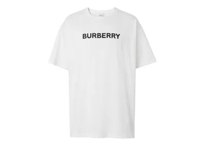 Pre-owned Burberry Men's  Logo Print Cotton Oversized T-shirt In White/black