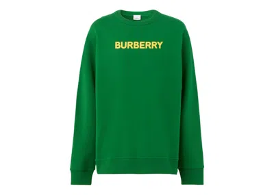 Pre-owned Burberry Men's  Logo Print Cotton Sweater In Ivy Green/yellow