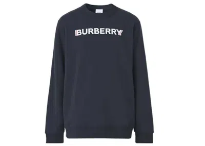 Pre-owned Burberry Men's  Logo Print Cotton Sweatshirt In Navy Blue