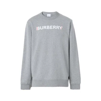 Pre-owned Burberry Men's  Logo Print Cotton Sweatshirt In Pale Grey Melange