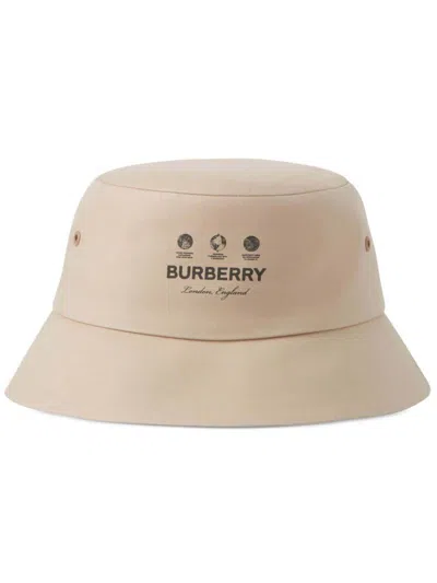 Pre-owned Burberry Men's  Logo Print Hat In Sand Beige