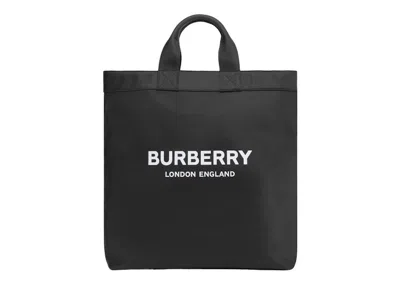 Pre-owned Burberry Men's  Logo Print Nylon Tote Bag In Black