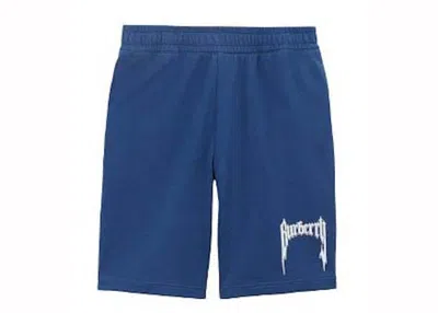 Pre-owned Burberry Men's  Logo Print Sweatshorts In Blue/white In Multi