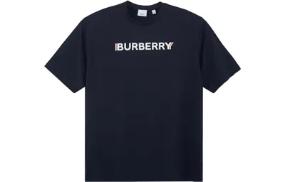 Pre-owned Burberry Men's  Logo Print T-shirt In Blue