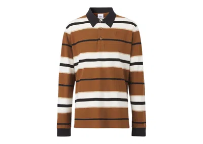Pre-owned Burberry Men's  Longsleeved Monogram Polo Shirt In Brown White Black