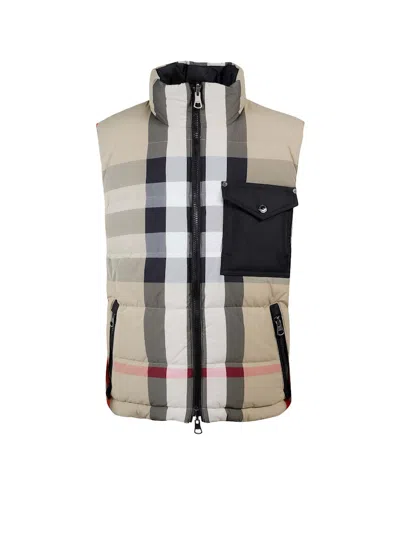 Pre-owned Burberry Men's  Man Sleeveless Padded And Reversible Jacket In Beige