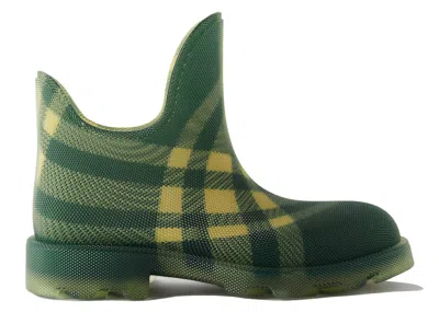 Pre-owned Burberry Men's  Marsh Checked Ankle Boots Sneakers In Green