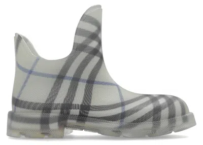 Pre-owned Burberry Men's  Marsh Checked Ankle Boots Sneakers In Grey/blue In Multi