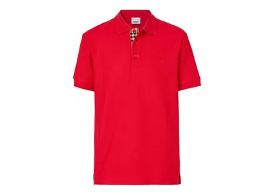 Pre-owned Burberry Men's  Monogram Motif Cotton Pique Polo Shirt In Bright Red/archive Beige