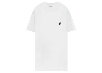 Pre-owned Burberry Men's  Monogram Motif Embroidered T-shirt In White