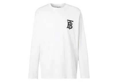 Pre-owned Burberry Men's  Monogram Motif Long Sleeve T-shirt (ss22) In White