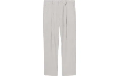 Pre-owned Burberry Men's  Monogram Motif Wool Wideleg Trousers In Grey/taupe
