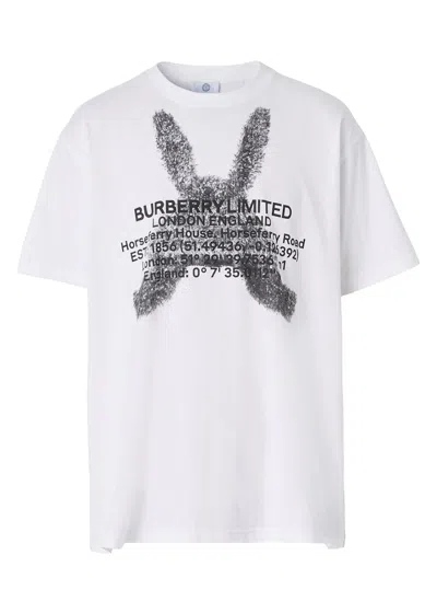 Pre-owned Burberry Men's  Montage Print Oversized T-shirt In White/black