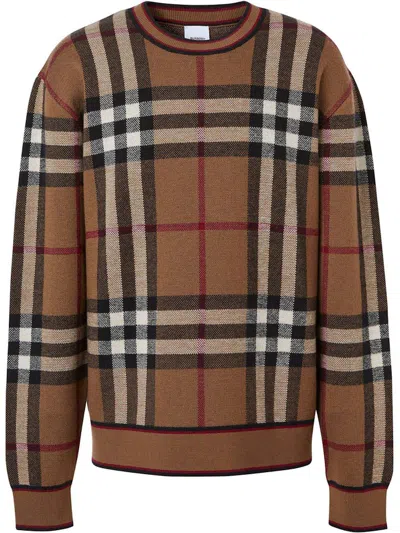 Pre-owned Burberry Men's  Naylor Check Sweater In Brown