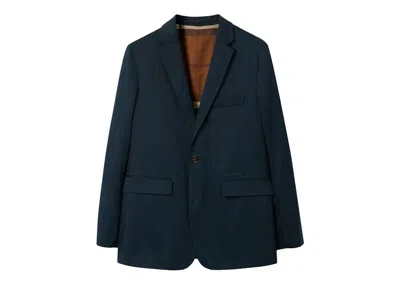 Pre-owned Burberry Men's  Notchedcollar Tailored Blazer In Navy Blue