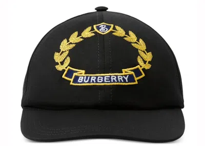 Pre-owned Burberry Men's  Oak Leaf Crest Baseball Cap In Black