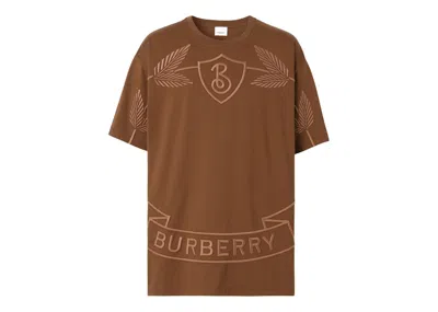 Pre-owned Burberry Men's  Oak Leaf Crest Cotton Tee Shirt In Dark Birch Brown
