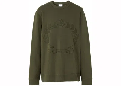 Pre-owned Burberry Men's  Oak Leaf Crestembroidered Sweatshirt In Green