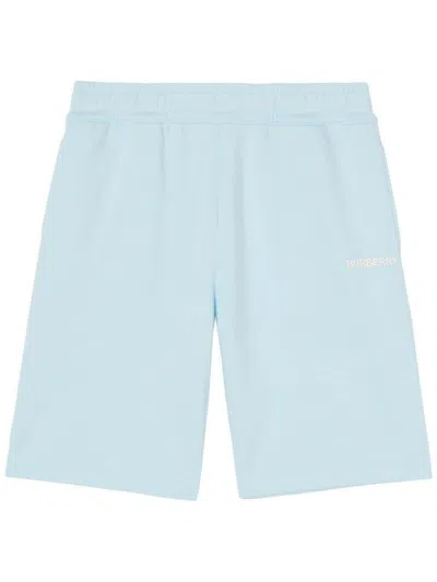 Pre-owned Burberry Men's  Organic Cotton Logo Shorts In Pale Blue