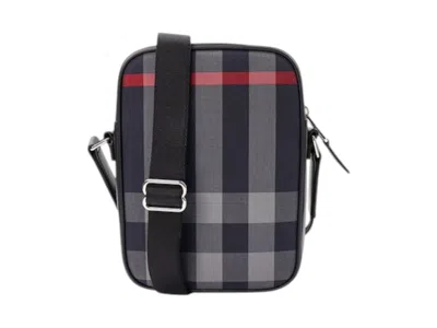 Pre-owned Burberry Men's  Paddy Check Messenger In Navy Blue/grey