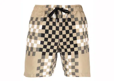 Pre-owned Burberry Men's  Printed Drawstring Swim Shorts In Checker Print