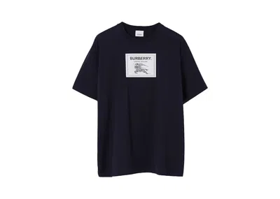 Pre-owned Burberry Men's  Prorsum Label Cotton T-shirt In Smoked Navy Blue