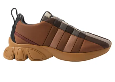 Pre-owned Burberry Men's  Quilted Classic Trainers Sneakers In Brown