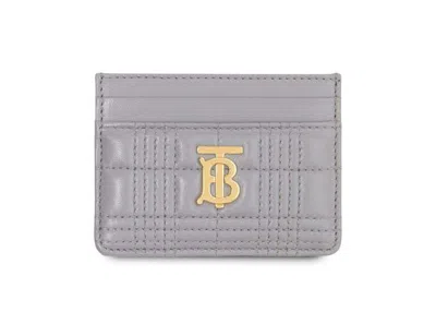 Pre-owned Burberry Men's  Quilted Lola Card Holder In Grey