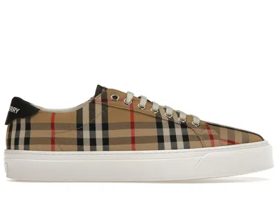 Pre-owned Burberry Men's  Rangleton Check Sneakers In Archive Beige Check In Brown