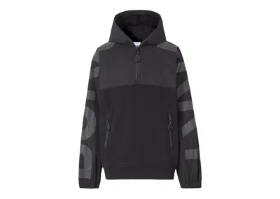 Pre-owned Burberry Men's  Reflective Logo Print Quarterzip Jacket In Black