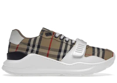 Pre-owned Burberry Men's  Regis Sneakers In Archive Beige/white