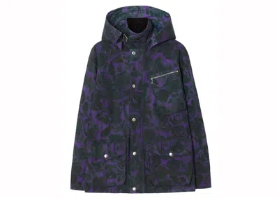 Pre-owned Burberry Men's  Roseprint Cotton Field Jacket In Purple/black