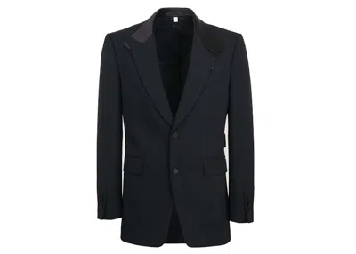Pre-owned Burberry Men's  Satin Lapel Wool Tailored Jacket In Black
