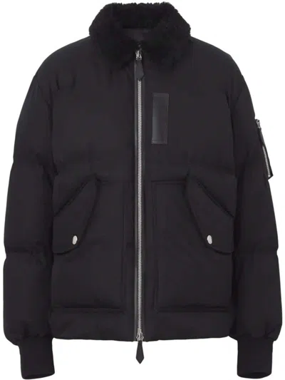 Pre-owned Burberry Men's  Shearling Collar Puffer Jacket In Black