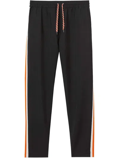 Pre-owned Burberry Men's  Sidestripe Slim Track Pants In Black/orange/white