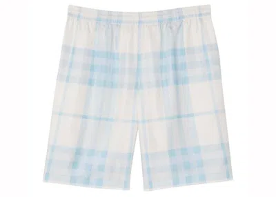 Pre-owned Burberry Men's  Silktwill Check Shorts In Blue