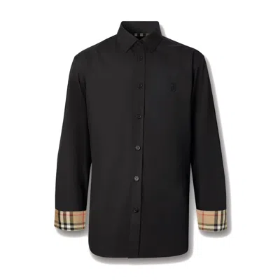 Pre-owned Burberry Men's  Slim Fit Monogram Motif Stretch Cotton Poplin Shirt In Black
