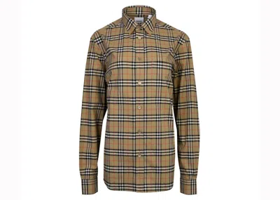 Pre-owned Burberry Men's  Small Scale Check Shirt In Brown