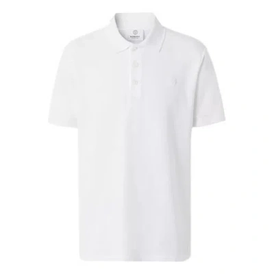 Burberry Men's  Ss21 Pattern Cotton Short Sleeve Polo Shirt White