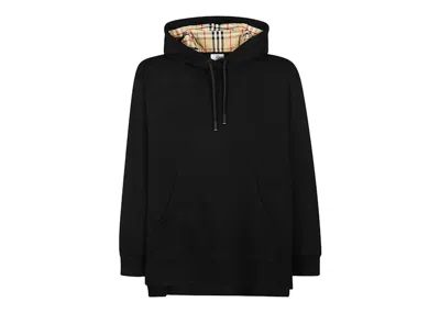 Pre-owned Burberry Men's  Stepped Hem Cotton Oversized Hoodie In Black/archive Beige In Multi