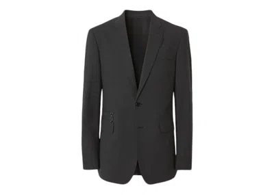 Pre-owned Burberry Men's  Stretch Wool Tailored Jacket In Dark Grey In Gray