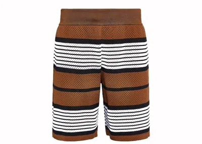 Pre-owned Burberry Men's  Striped Mesh Shorts In Brown